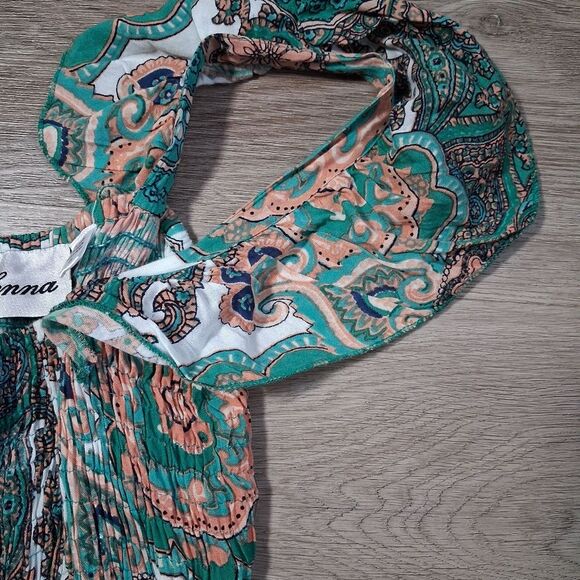 Floral Paisley Boho Sleeveless Dress Ruffle Straps Henna - Picture 5 of 7